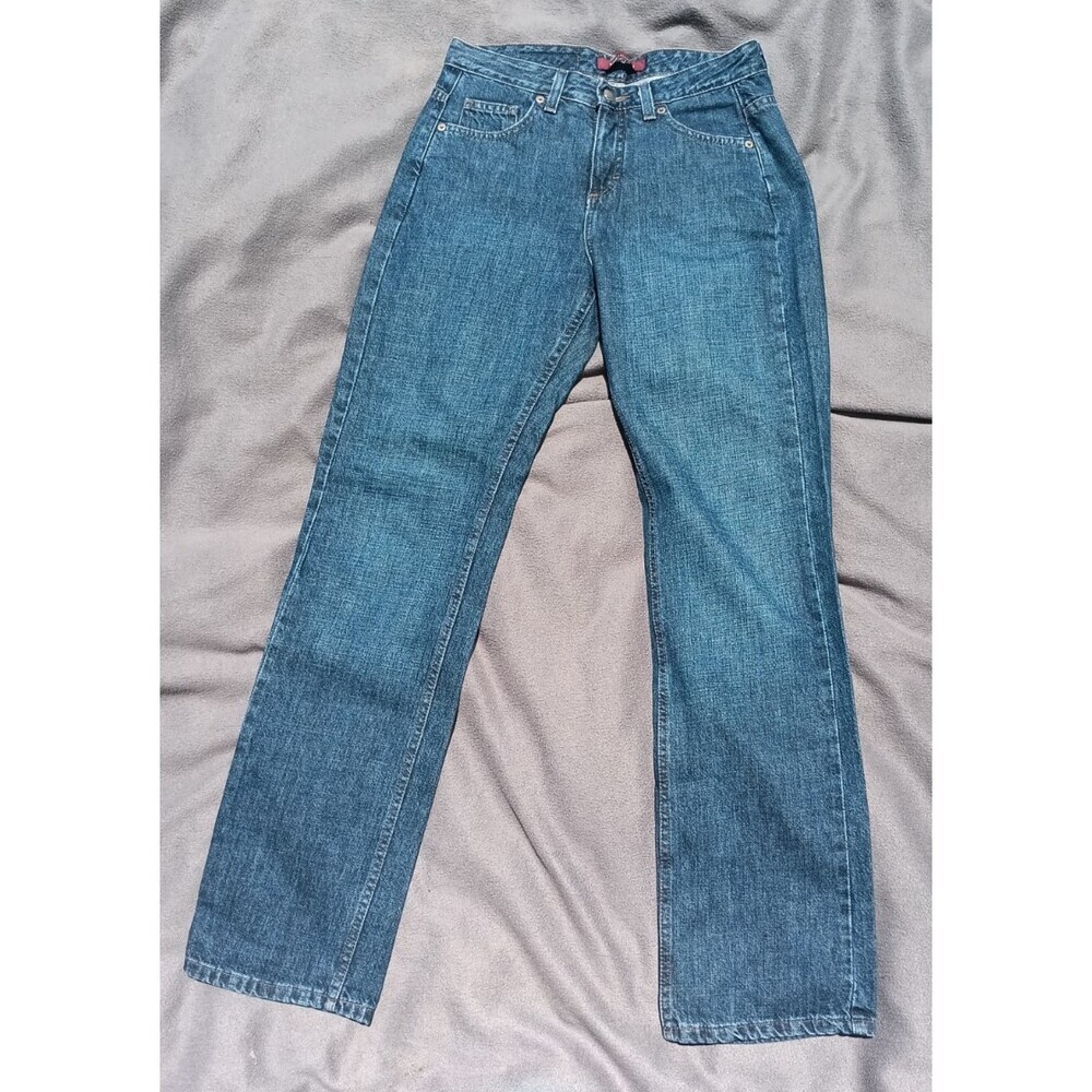VTG Lee Women’s Riveted Straight Leg Jeans 6 Medium Blue Y2K Denim Western Rodeo